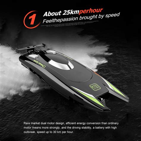 25km H RC Boat 2 4GHz High Speed 4CH Remote Control Racing Ship Black