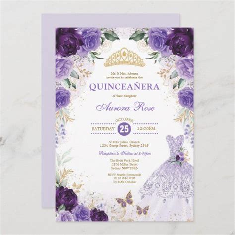 Purple Floral Quincea Era Mis Quince Th Birthday Th