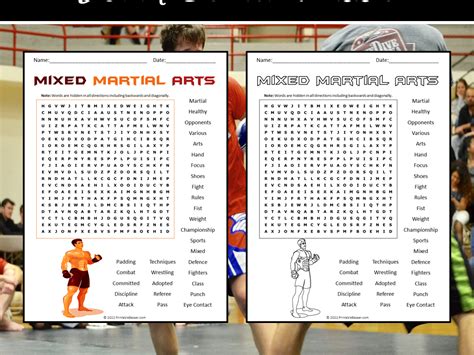 Mixed Martial Arts Word Search Puzzle Teaching Resources