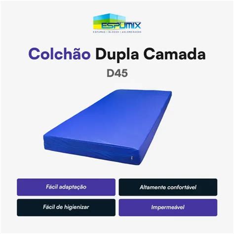 Colchão De Espuma D45 - Colchão Solteiro De Espuma Hospitalar - D45 - 88x188x14 | Frete grátis