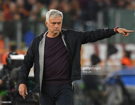 Jose Mourinho Head Coach Of As Roma Gestures During The Uefa Europa