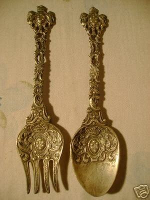 Antique Silver Fork And Spoon Set Made Florence Italy