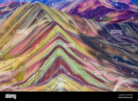 Aerial View Of The Rainbow Mountains Montana De Siete Colores In Peru