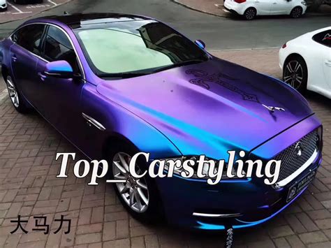 Purple Blue Satin Chameleon Vinyl Car Wrap Styling Shift Covering