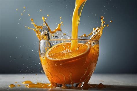 Premium Photo Pouring Orange Juice Into A Glass With Dramatic Splashes