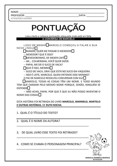 Atividades Sinais De Pontuação 2 Ano