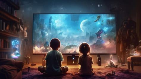 Premium Photo | Captivated by the Screen Two Kids Enthralled by a Movie ...