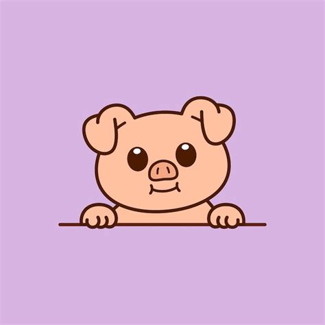 Premium Vector Cute Peeking Pig Vector Illustration