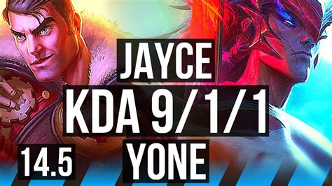 JAYCE Vs YONE MID 9 1 1 Legendary 400 Games KR Master 14 5