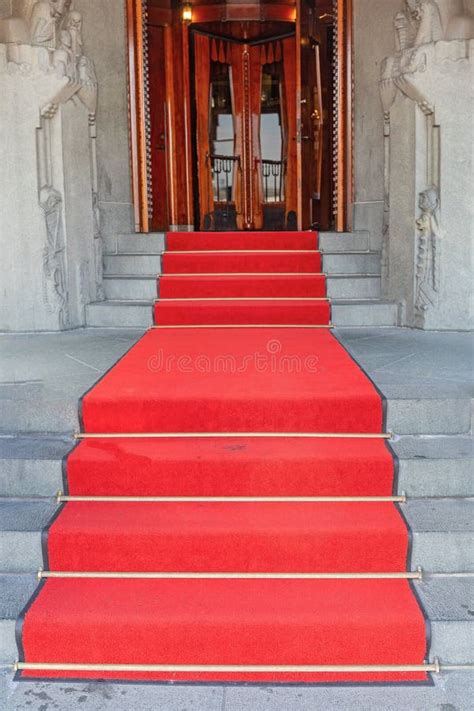 Red Carpet Stairway stock image. Image of door, stairway - 204385467