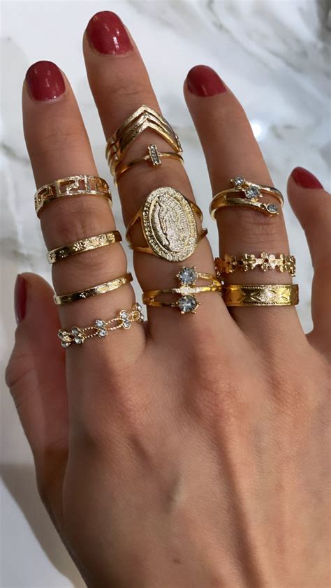 Stackable Rings Set 13 Piece Vintage Gold Ring Women