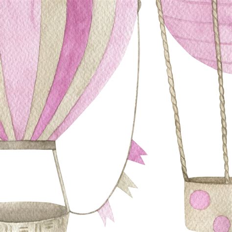 Pink Hot Air Balloon Collection Watercolor Balloons Clipart Nursery
