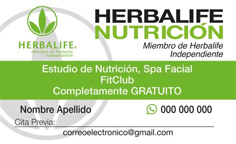 Tarjetas De Visita Presentación Herbalife Nutrición Impresionarte Xàtiva