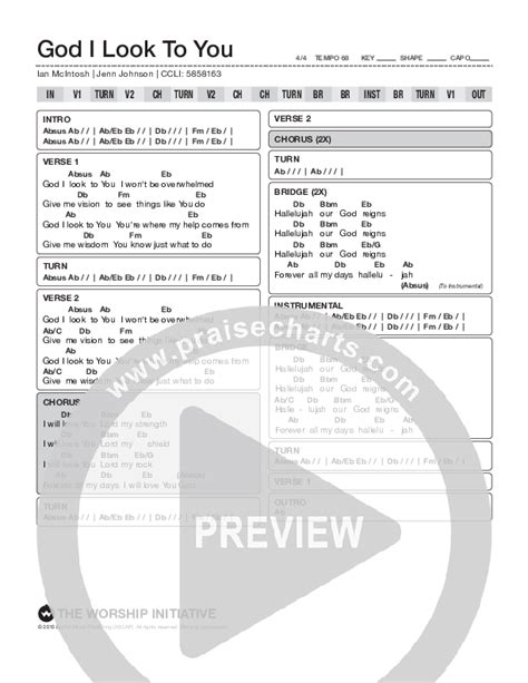 God I Look To You Chords Pdf Shane And Shane The Worship Initiative Praisecharts