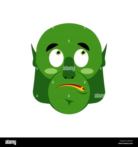 Ogre Surprised Emoji Goblin Astonished Emotion Isolated Green Monster