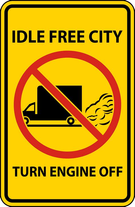 Idle Free City Turn Off Engine Sign On White Background 11449331 Vector