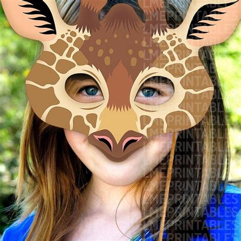 Giraffe Printable Mask Halloween Costume Diy Safari Jungle Etsy