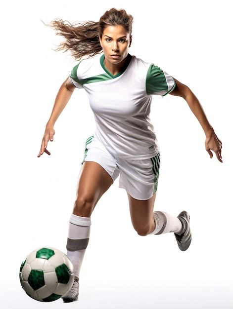 Premium Photo Talented Female Footballer Playing Ai Generated