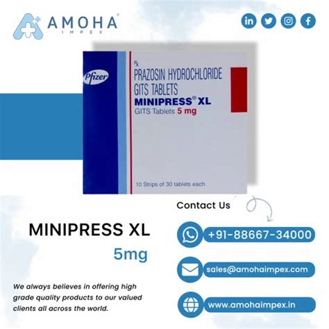 Prazosin Hydrochloride Minipress Xl 5mg Tablet Strip Prescription