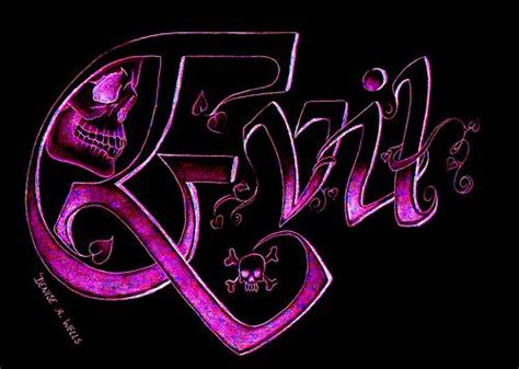 "Evil" Tattoo Design by Denise A. Wells Tattoo Lettering Design, Card ...