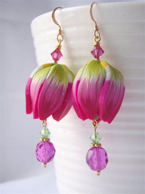 Spring Tulip Earrings Handmade Polymer Clay By Bluemerlincreations