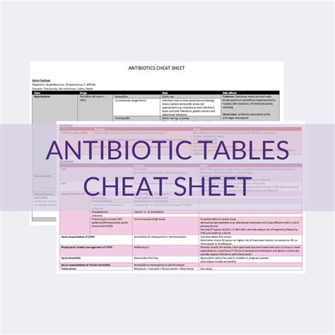 Antibiotic Tables Cheat Sheet Etsy