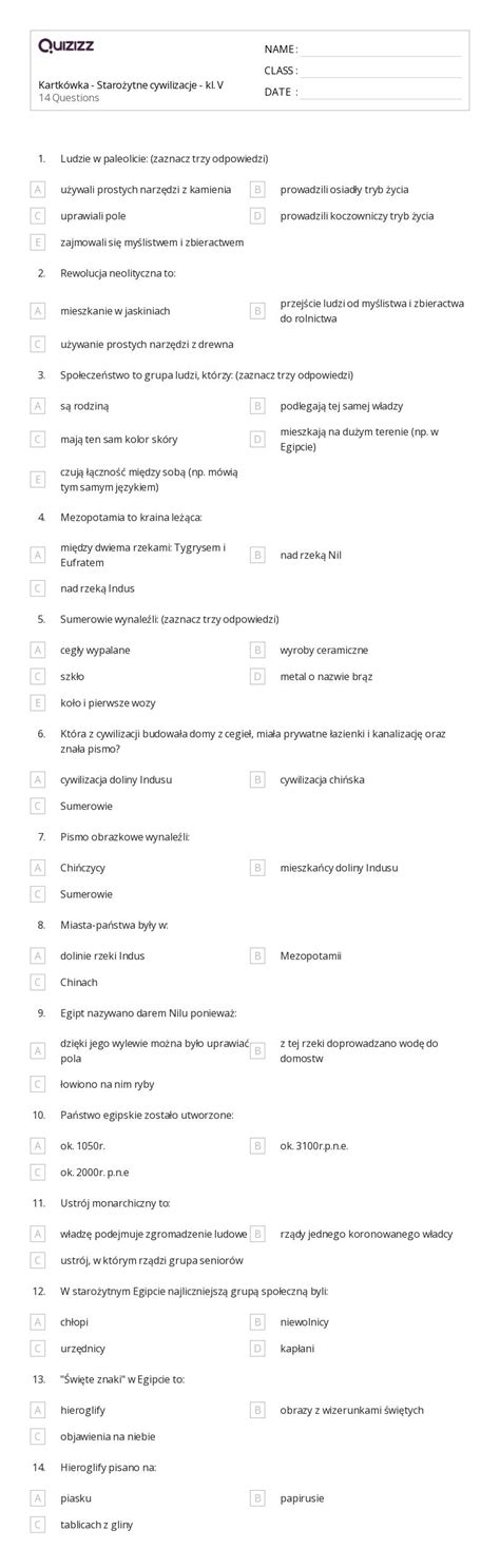 Ponad 50 Cywilizacja Indusu Arkuszy Roboczych Dla Klasa 5 W Quizizz