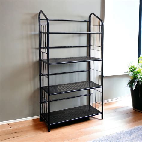 Wade Logan® Addisynn Black Four Shelf Metal Standing Book Shelf Wayfair