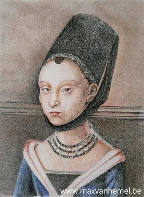 Portret Van Een Jonge Edelvrouw Naar Petrus Christus Pencildrawing