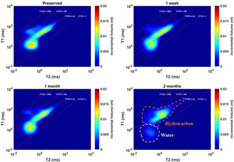 Nmr T T Maps For The Hydrocarbon And Water Quantification Experiments