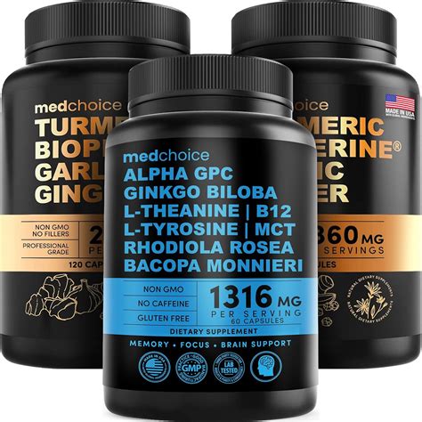 Amazon MEDCHOICE Turmeric Ginger 240ct And Nootropic Brain