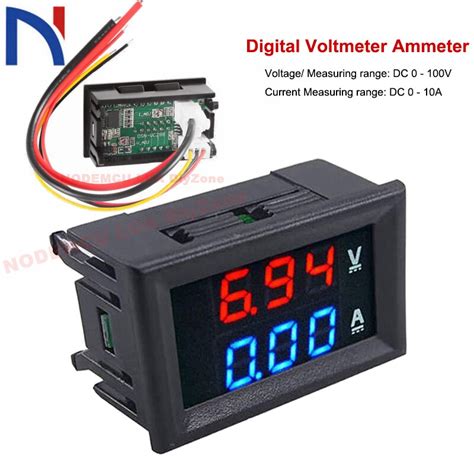 Dc 100V 10A Voltmeter Amperemeter Blauw Rood Led Grandado