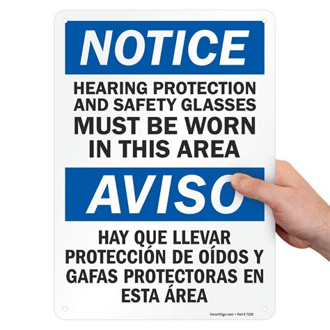 Smartsign 14 X 10 Inch “notice Hearing Protection And Safety Glasses