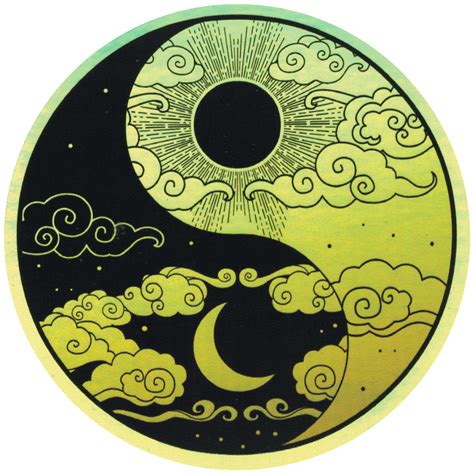 Celestial Yin Yang Holographic Small Bumper Sticker Decal Peace