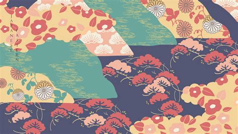 Japanese Background With Floral Pattern Decoration Pattern Vector