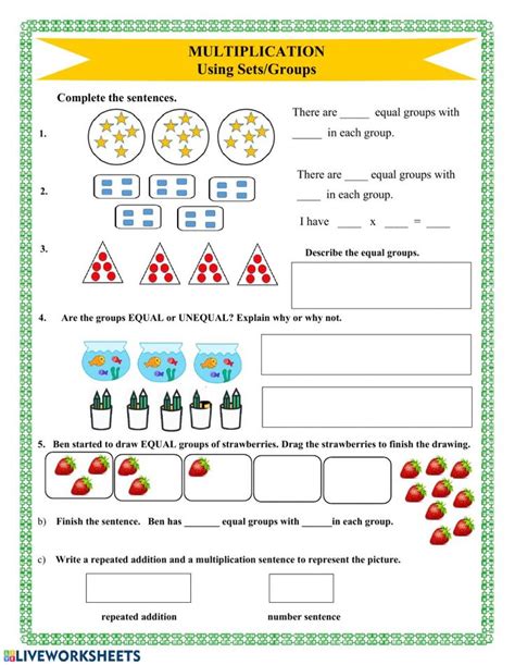 Multiplication Using Sets Worksheet Math Interactive