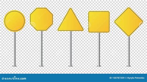 Set of Metal Road Signs Isolated Blank Stock Vector - Illustration of ...