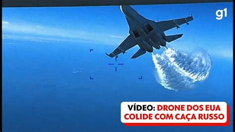 Vídeo Imagens mostram colisão de drone dos EUA caça russo Mundo G1