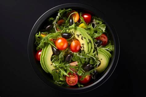 Premium Ai Image Top View Of A Fresh And Colorful Salad Bowl