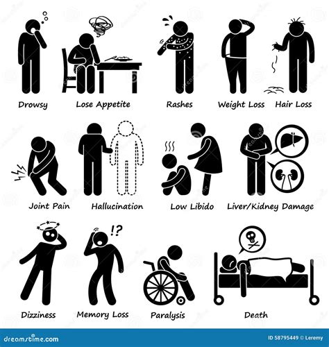 Pictograma De Los Síntomas De Los Efectos Secundarios De La Droga De La