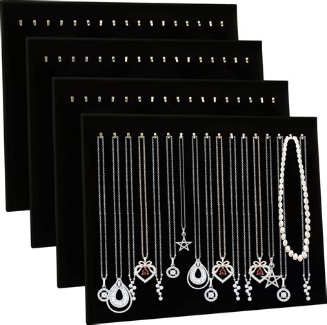 Amazon Foraineam 3 Pack Black Velvet Jewelry Display With 17 Hooks