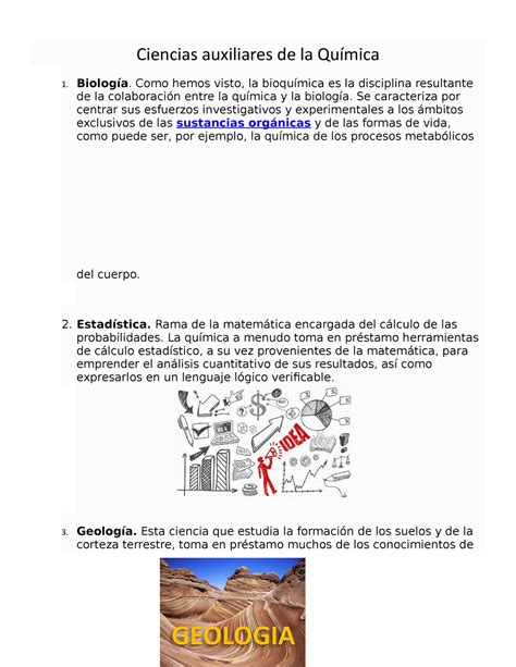 Quimica Y Ciencias Auxiliares Para El Uso Ciencias Auxiliares De La