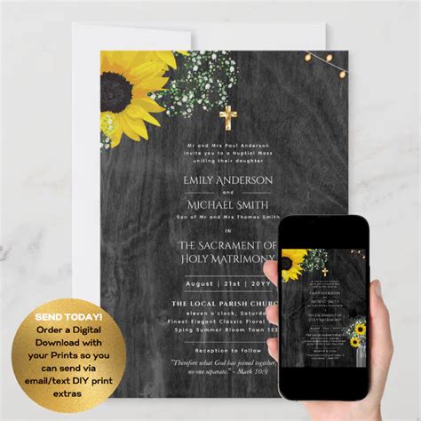 Traditional Wording Catholic Wedding Nuptial Mass Invitation Zazzle