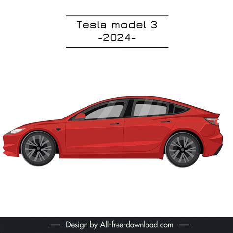 Tesla Model 3 2024 Template Symmetric Front View Vectors Graphic Art