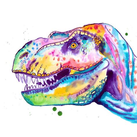 Tyrannosaurus Rex T Rex Dinosaur Watercolor Painting Print By Hong Kong | ubicaciondepersonas ...