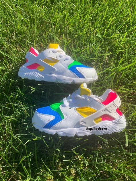 Custom Rainbow Neon Nike Huaraches Pink Green Blue Yellow | Etsy