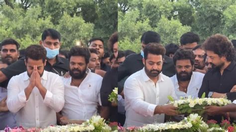 Jr Ntr Sits On Floor Pays Tribute To Grandfather Nandamuri Taraka Rama