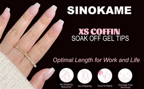 Amazon 600PCS Extra Short Coffin Soft Gel Nail Tips SINOKAME Wide