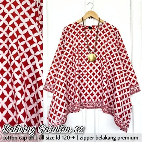 Jual Blouse Batik Batwing Centini Garutan Spesial Kemerdekaan Merah