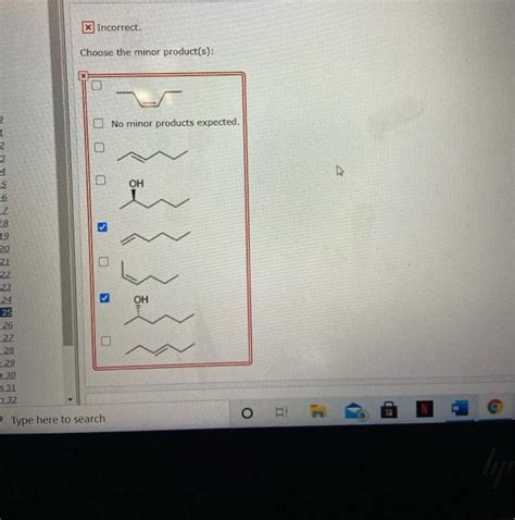 Solved Question Identify The Major And Minor Product S Chegg